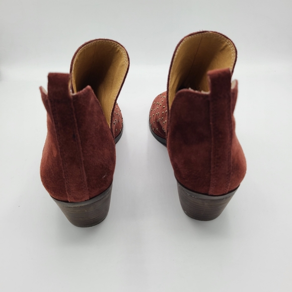 Lucky Brand Barlenna Suede Studded Peep Toe Ankle Bootie Boots - Picture 3 of 9